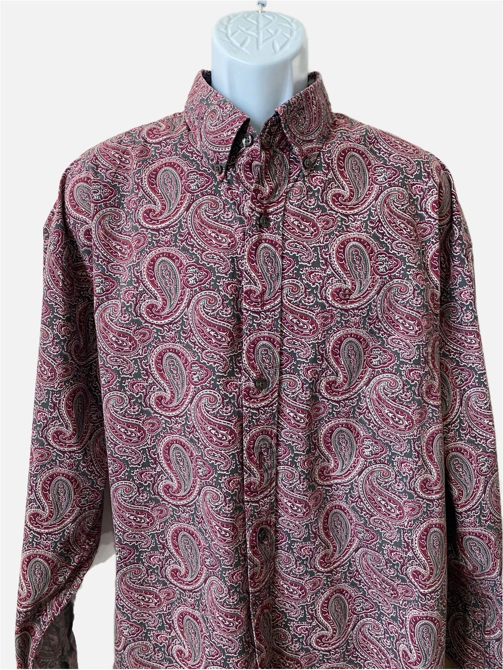 Stetson Button-Down Wine Sandstone Paisley Floral Western Shirt